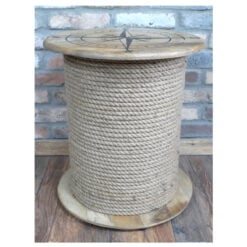 Boho Rustic Solid Light Mango Wood And Rope Nautical Compass Side Table