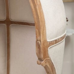 Boho Rustic Solid Light Wood And Cream White Fabric Dome Armchair Accent Chair