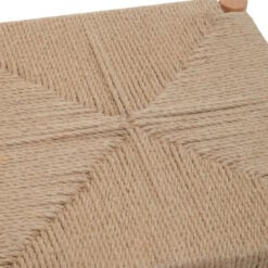Boho Rustic Solid Light Wood Bar Stool With Woven Hemp Rope Seat 72cm