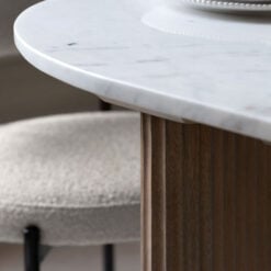 Boho Rustic Solid Ribbed Grey Mango Wood 8 Seater Dining Table With White Carrera Marble Top 200cm