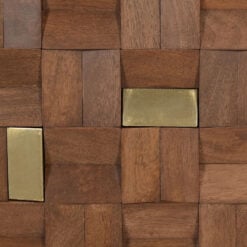 Boho Solid Mango Wood In Walnut Finish And Gold Brass Metal 3 Drawer Chest Of Drawers