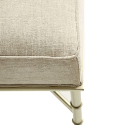 Cream Linen And Champagne Gold Metal Small Ottoman Stool Footstool