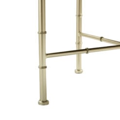 Cream Linen And Champagne Gold Metal Small Ottoman Stool Footstool