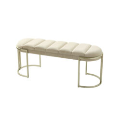 Cream Velvet And Champagne Gold Metal Tufted Vanity Bedroom Hallway Bench Ottoman 120cm