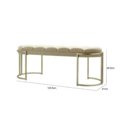 Cream Velvet And Champagne Gold Metal Tufted Vanity Bedroom Hallway Bench Ottoman 120cm