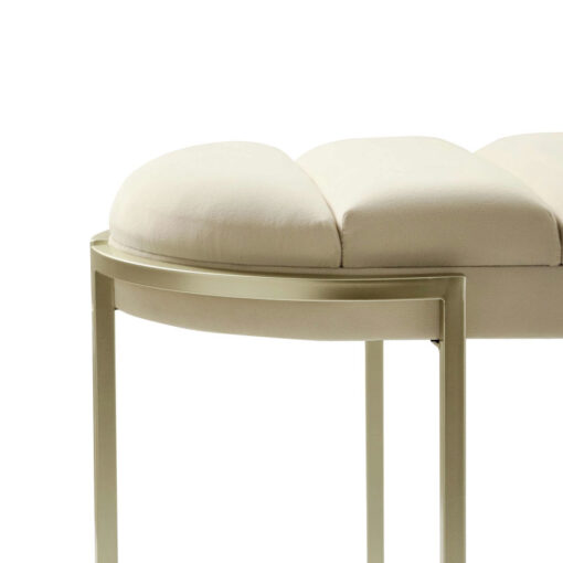 Cream Velvet And Champagne Gold Metal Tufted Vanity Bedroom Hallway Bench Ottoman 80cm