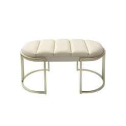 Cream Velvet And Champagne Gold Metal Tufted Vanity Bedroom Hallway Bench Ottoman 80cm