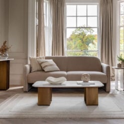 Gold Metal And White Marble Large Rectangular Round Corners Low Coffee Table 120cm