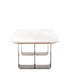 Gold Metal And White Marble Large Rectangular Round Corners Low Coffee Table 120cm