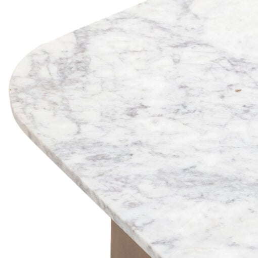 Gold Metal And White Marble Large Rectangular Round Corners Low Coffee Table 120cm