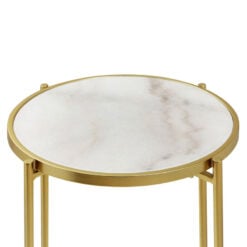 Gold Metal And White Marble Round Side Table End Table 55cm