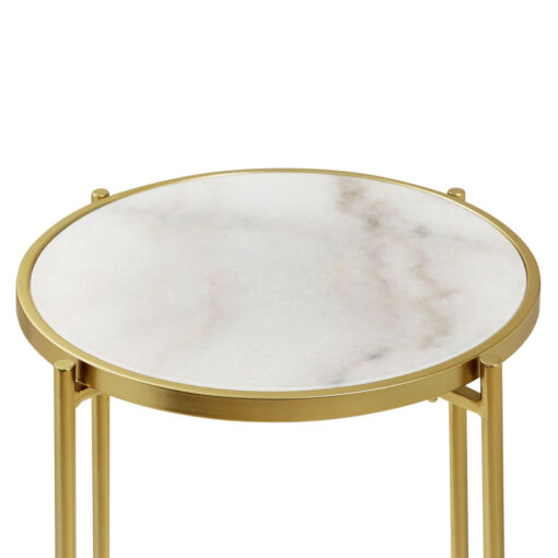 Gold Metal And White Marble Round Side Table End Table 55cm