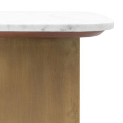 Gold Metal And White Marble Square Round Corners Side Table End Table
