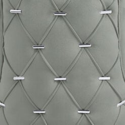 Grey Velvet Tufted Scoop Back Dining Chair With Silver Chrome Legs