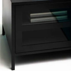 Industrial Black Metal 2 Glass Door 2 Shelf TV Stand Media Unit 150cm