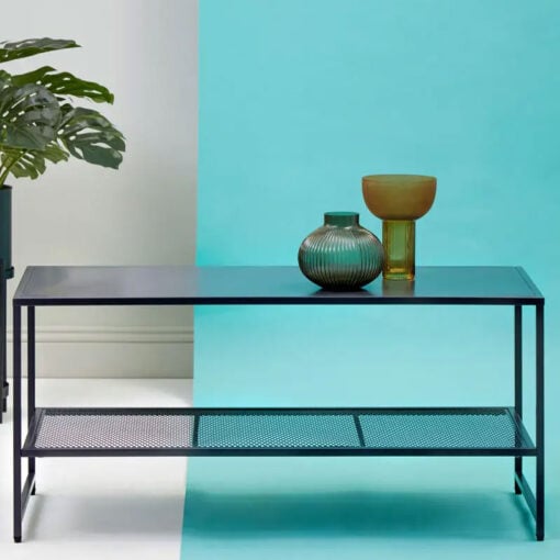 Industrial Black Metal 2 Tier Rectangular Coffee Table 102cm