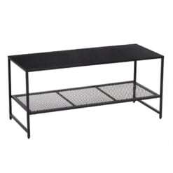 Industrial Black Metal 2 Tier Rectangular Coffee Table 102cm