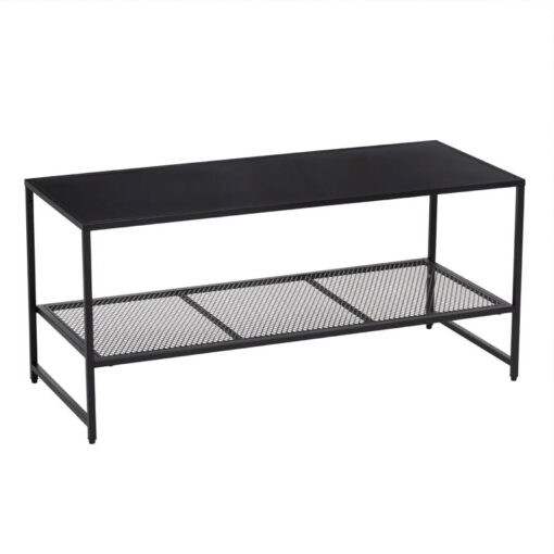 Industrial Black Metal 2 Tier Rectangular Coffee Table 102cm