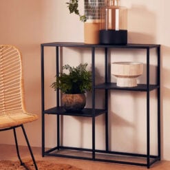 Industrial Black Metal 3 Tier Open Freestanding Shelving Unit Bookcase 81cm