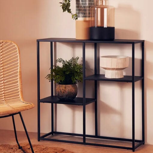 Industrial Black Metal 3 Tier Open Freestanding Shelving Unit Bookcase 81cm