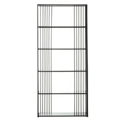 Industrial Black Metal And Glass 5 Tier Large Open Shelving Unit Bookcase 179cm