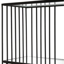 Industrial Black Metal And Glass 5 Tier Large Open Shelving Unit Bookcase 179cm