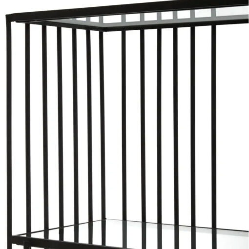 Industrial Black Metal And Glass 5 Tier Large Open Shelving Unit Bookcase 179cm
