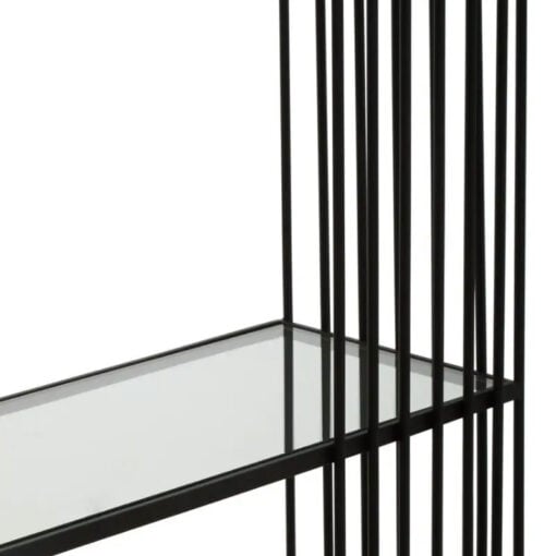 Industrial Black Metal And Glass 5 Tier Large Open Shelving Unit Bookcase 179cm