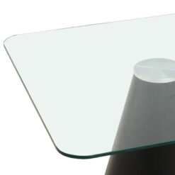 Industrial Black Metal And Glass Conical 4 Seater Dining Table 80cm