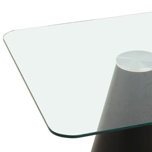 Industrial Black Metal And Glass Conical 4 Seater Dining Table 80cm