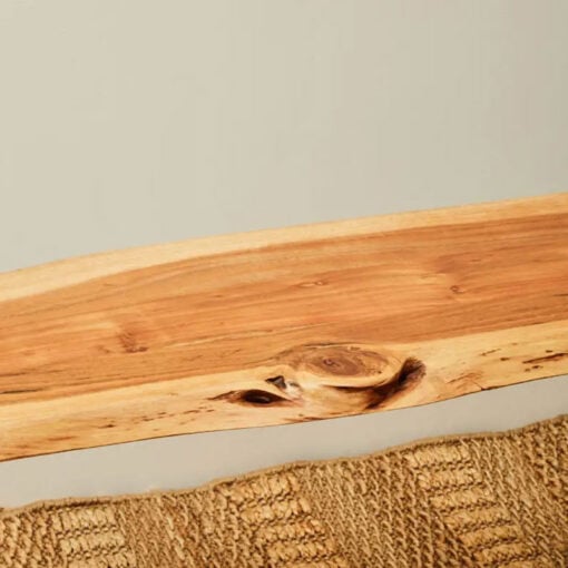 Industrial Black Metal And Solid Acacia Wood Live Edge Dining Hallway Bench 135cm