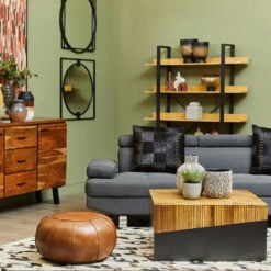 Industrial Black Metal And Yellow Wood 5 Tier Open Freestanding Shelving Unit Bookcase 170cm