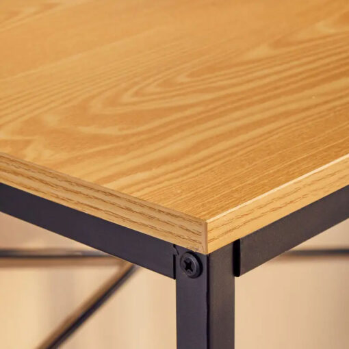 Industrial Black Metal And Yellow Wood Desk