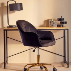 Industrial Black Metal And Yellow Wood Desk