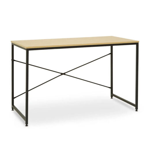 Industrial Black Metal And Yellow Wood Desk