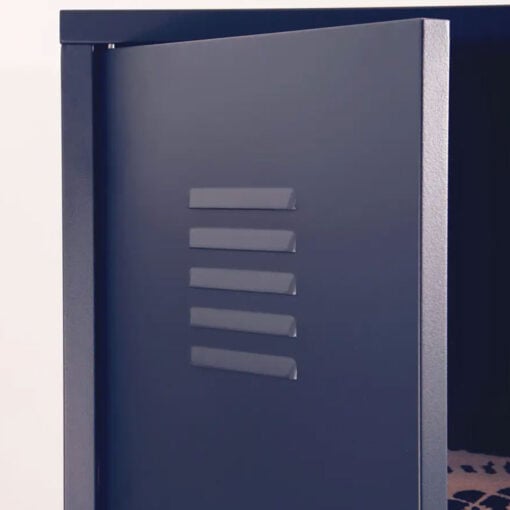 Industrial Locker Style Black Metal 2 Door Wardrobe 180cm