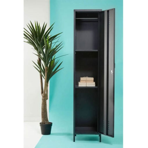 Industrial Locker Style Grey Metal 1 Door Tall Storage Cabinet 180cm