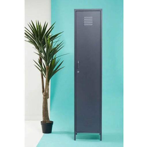 Industrial Locker Style Grey Metal 1 Door Tall Storage Cabinet 180cm