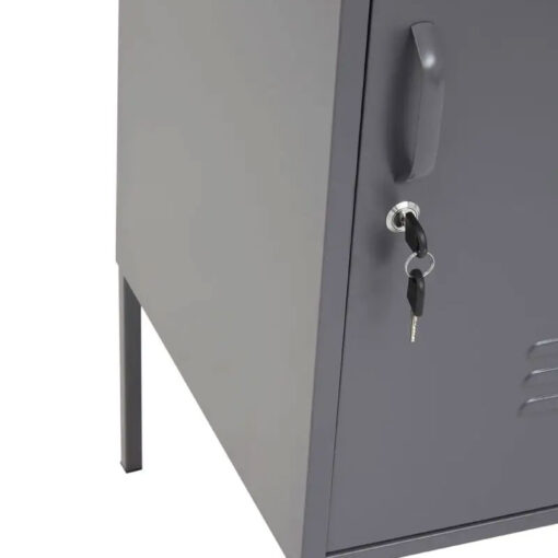 Industrial Locker Style Grey Metal Small 1 Door Cabinet Bedside Cabinet 80cm