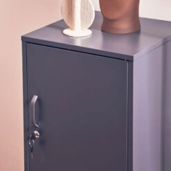 Industrial Locker Style Grey Metal Small 1 Door Cabinet Bedside Cabinet 80cm
