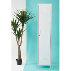Industrial Locker Style White Metal 1 Door Tall Storage Cabinet 180cm