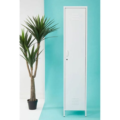 Industrial Locker Style White Metal 1 Door Tall Storage Cabinet 180cm