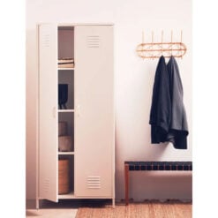 Industrial Locker Style White Metal 2 Door Wardrobe 180cm