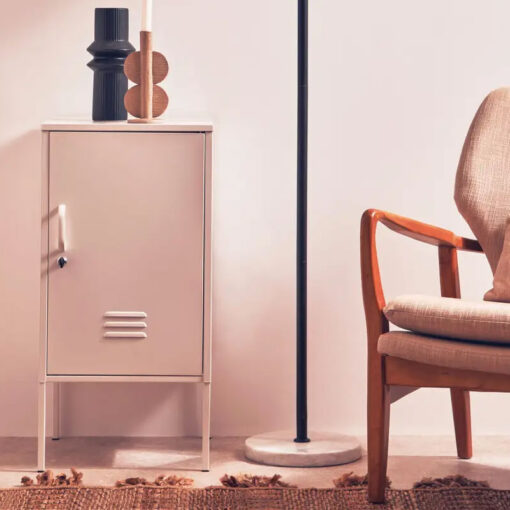 Industrial Locker Style White Metal Small 1 Door Cabinet Bedside Cabinet 80cm