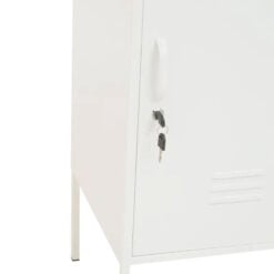 Industrial Locker Style White Metal Small 1 Door Cabinet Bedside Cabinet 80cm