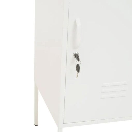 Industrial Locker Style White Metal Small 1 Door Cabinet Bedside Cabinet 80cm