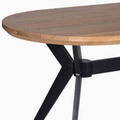 Industrial Rustic Oval 6 Seater Solid Mango Wood Dining Table With Black Metal Legs 180cm