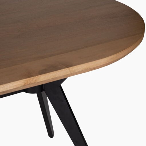 Industrial Rustic Oval 6 Seater Solid Mango Wood Dining Table With Black Metal Legs 180cm