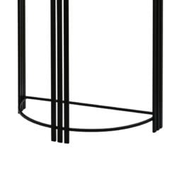 Industrial Small Slim Half Moon Black Metal And White Marble Console Table