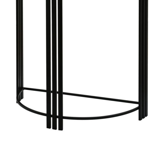 Industrial Small Slim Half Moon Black Metal And White Marble Console Table